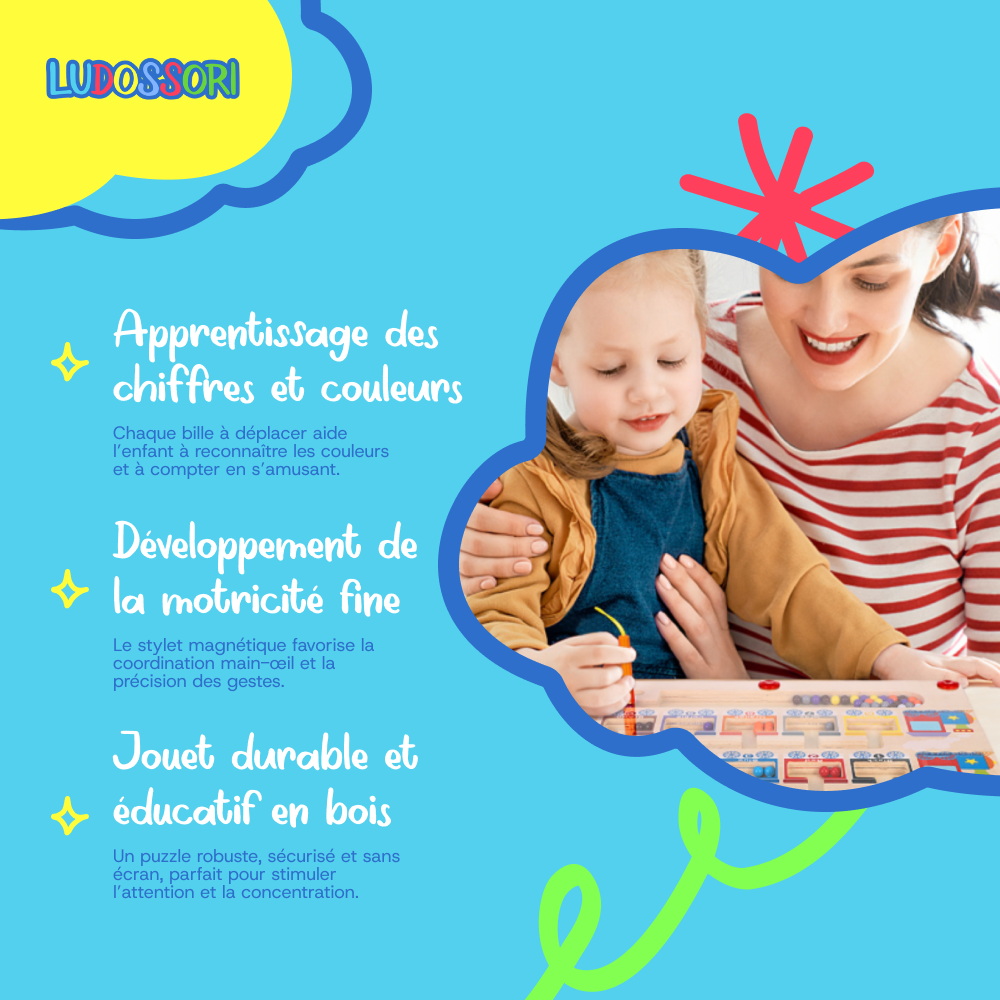Puzzle Train en Bois Labyrinthe Magnétique (3-6 ans)